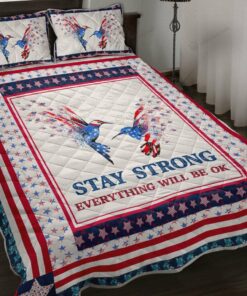 Hummingbird Neon Art Style Quilt Bedding Sets