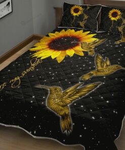 You Are My Sunshine Sunflower Hummingbird Quilt Bedding Set