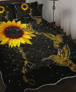 You Are My Sunshine Sunflower Hummingbird Quilt Bedding Set