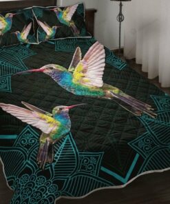 Hummingbird Couple Mandala Quilt Bedding Sets