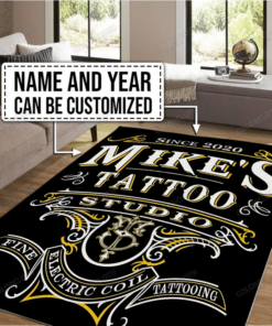 Personalized Electric Coil Tattoo Studio Area Rectangular Rug Home Decor