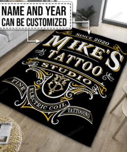 Personalized Electric Coil Tattoo Studio Area Rectangular Rug Home Decor