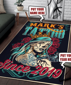 Personalized Tattoo Area Rectangular Rug Home Decor