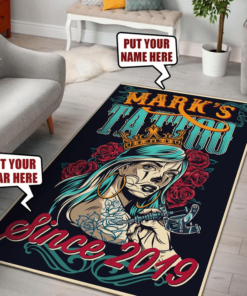 Personalized Tattoo Area Rectangular Rug Home Decor