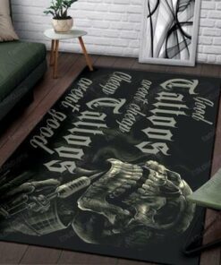 Tattoo Skull Area Rectangular Rug Home Decor