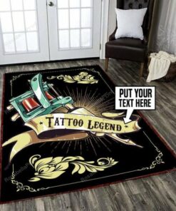 Personalized Tattoo Legend Area Rug Personalized Tattoo Lacie Rugged Clean Grey Carpet For Living Room