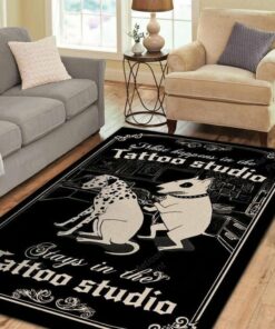 Bull Terrier Tattoo Artist Studio Area Rug Carpet Vintage Home Decor Gift Idea Outdoor Indoor Area Rug Carpet Vintage Home Decor Gift Ideas Living Room