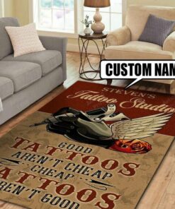 Personalized Tattoo Area Rug Carpet Vintage Home Decor Gift