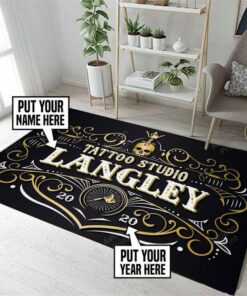 Personalized Tattoo Area Rug Carpet Vintage Home Decor Gift Idea
