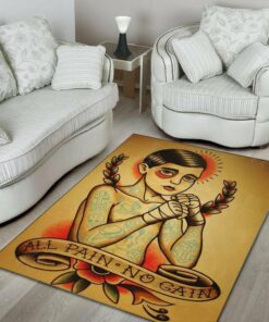 Tattoo No Pain No Gain Area Rug Carpet Vintage Home Decor