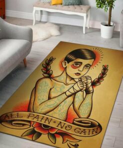 Tattoo No Pain No Gain Area Rug Carpet Vintage Home Decor