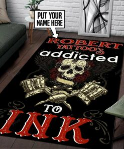 Personalized Tattoo Addicted Ink Area Rug Carpet Vintage Home Decor