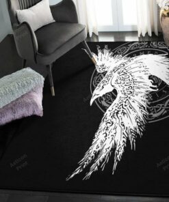 Crow Modern Viking Style Mystical Raven Tattoo Special Rug Rectangle Rugs Washable Area Rug Non-Slip Carpet For Living Room Bedroom
