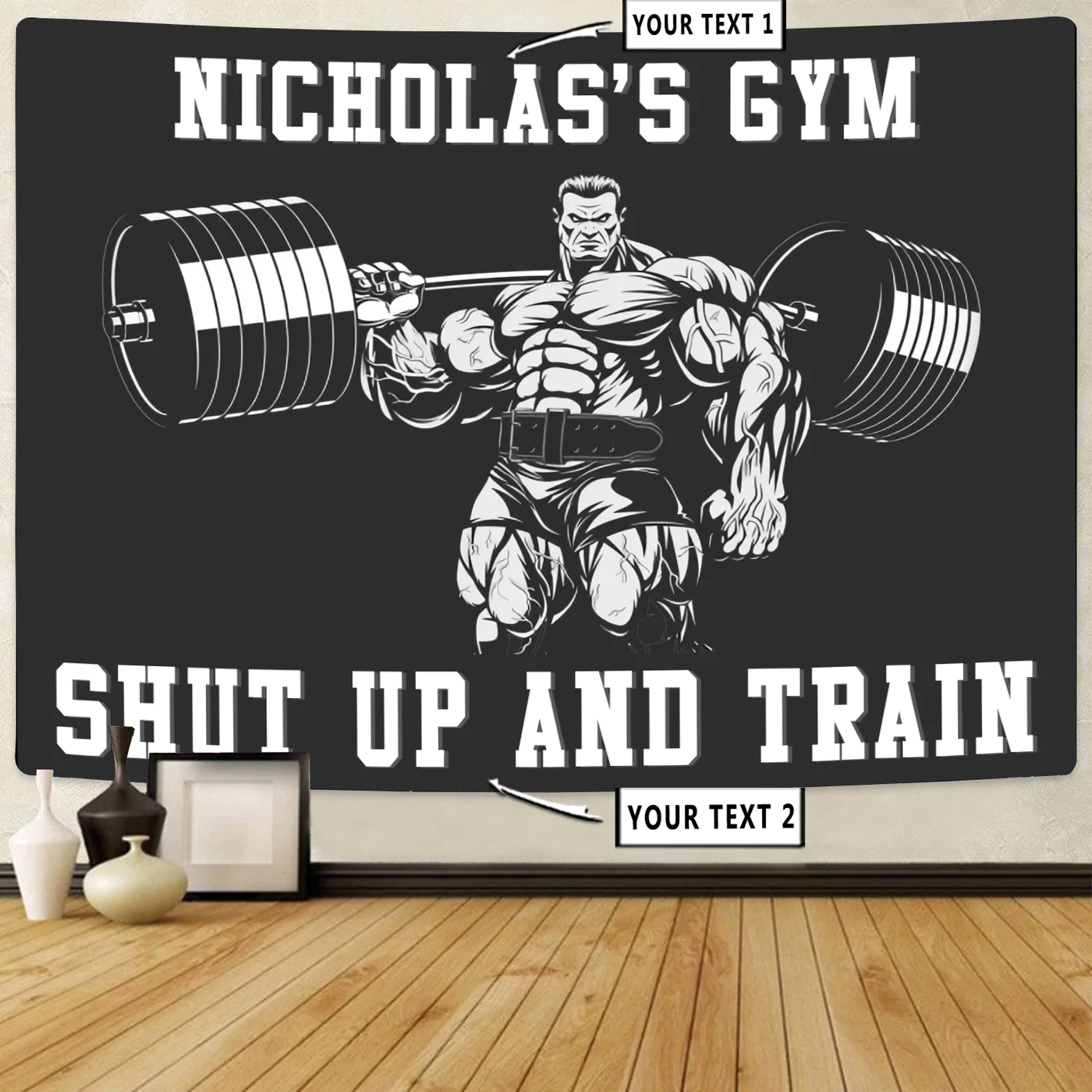 Personalized Gym Flags Banners Tapestry Home Gym Decor Bodybuilding