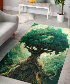 Watercolor Art Tree of Life Viking Rugs for Bedroom
