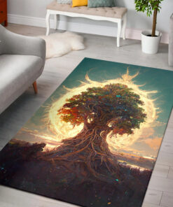 Watercolor Art Tree of Life Viking Area Rugs