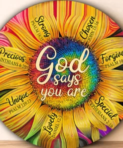 Jesus Sunflower God Says You Circle Rug, God Round Rug 4ft 5ft, Circle Rug Home Décor Gifts For Christian God Lovers
