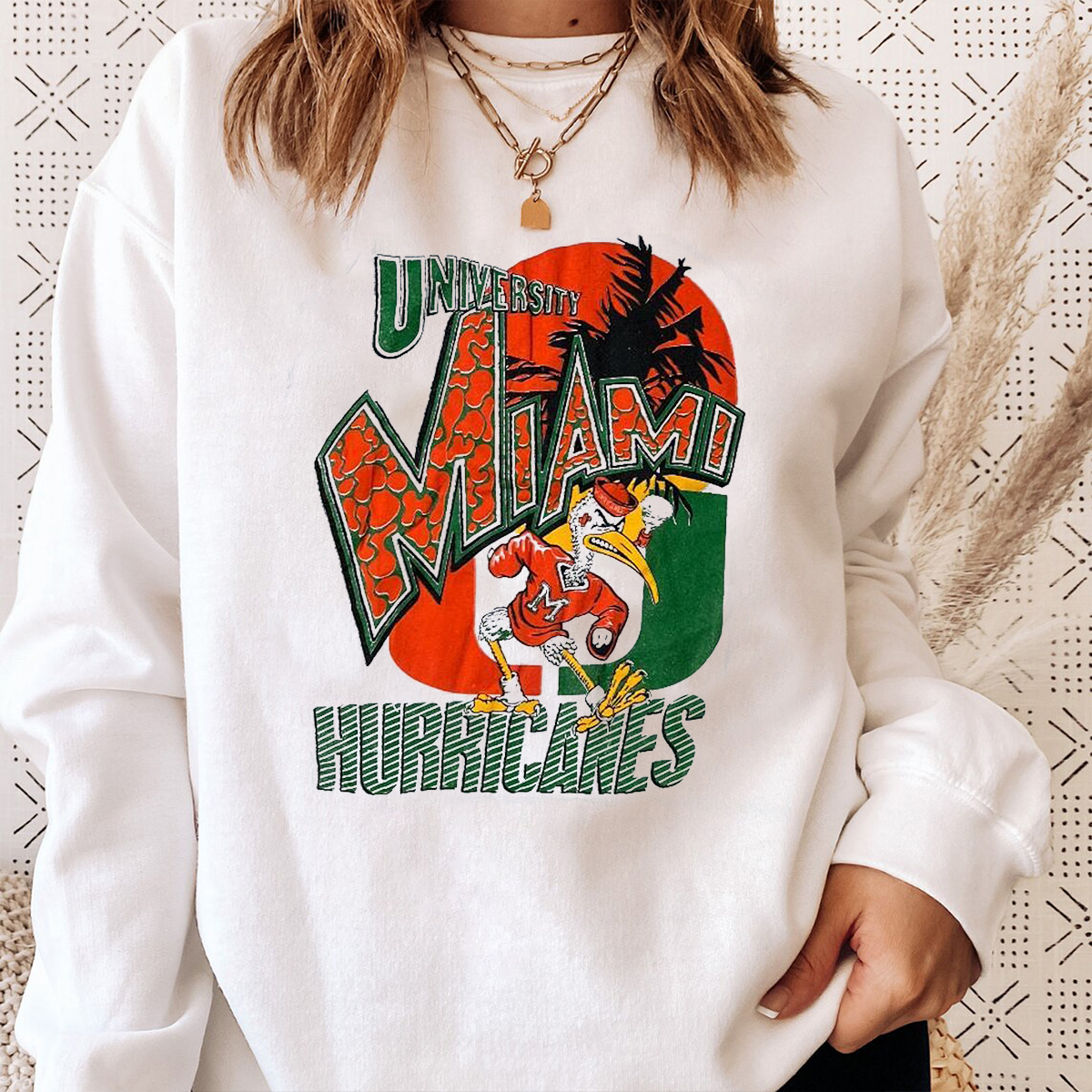 Vintage 80s University Of Miami Hurricanes College Varsity Shirt Sweatshirt Hoodie - Image 4