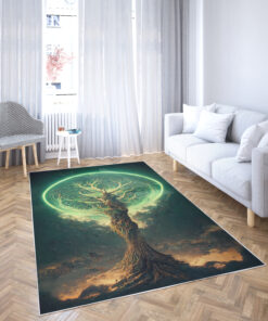 Watercolor Art Tree of Life Area Rugs, Yggdrasil Viking Rug