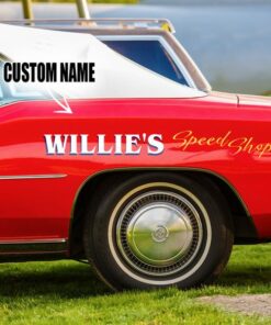 2 Pcs Personalized Hot Rod Garage Hot Rod Lettering Hood Cover Vinyl Sticker
