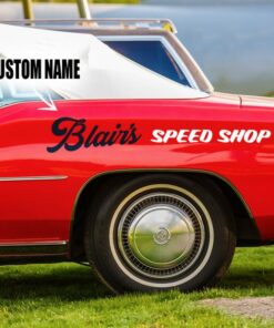 2 Pcs Personalized Hot Rod Garage Speed Shop Hood Vinyl Sticker