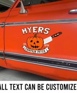 2 Pcs Personalized Hot Rod Garage Pumpkin Halloween Vinyl Sticker