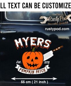 2 Pcs Personalized Hot Rod Garage Pumpkin Halloween Vinyl Sticker