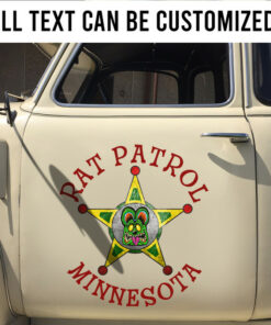 2 Pcs Personalized Rat Patrol Hot Rod Garage Rat Rod Door Art Lettering Vinyl Sticker