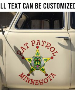 2 Pcs Personalized Rat Patrol Hot Rod Garage Rat Rod Door Art Lettering Vinyl Sticker