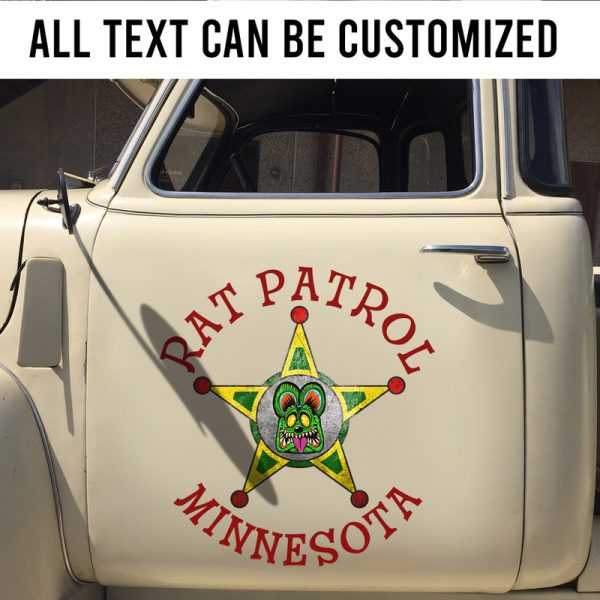 2 Pcs Personalized Rat Patrol Hot Rod Garage Rat Rod Door Art Lettering Vinyl Sticker