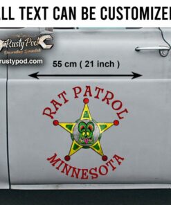 2 Pcs Personalized Rat Patrol Hot Rod Garage Rat Rod Door Art Lettering Vinyl Sticker
