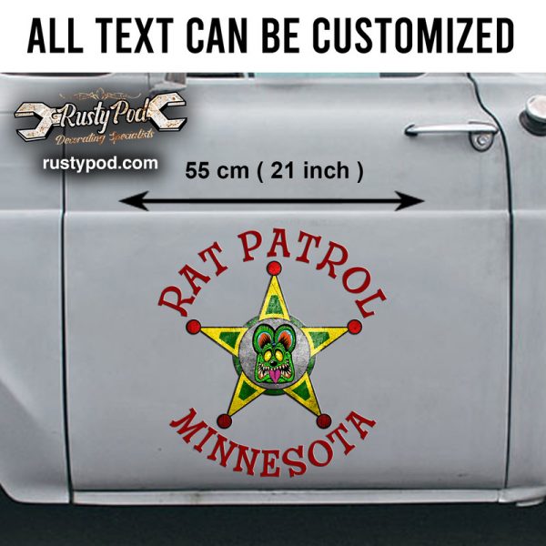 2 Pcs Personalized Rat Patrol Hot Rod Garage Rat Rod Door Art Lettering Vinyl Sticker