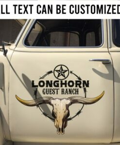 2 Pcs Personalized Longhorn Ranch Pinstriping Farm Truck Hot Rod Vinyl Sticker