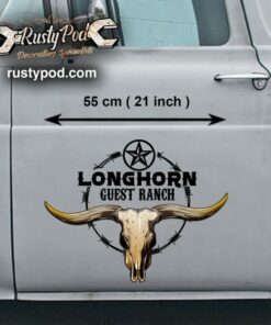 2 Pcs Personalized Longhorn Ranch Pinstriping Farm Truck Hot Rod Vinyl Sticker