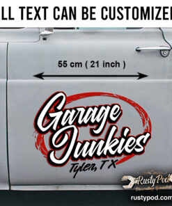 Personalized Garage Junkies Door Art Lettering Hot Rod Garage Vinyl Sticker