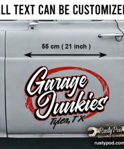 Personalized Garage Junkies Door Art Lettering Hot Rod Garage Vinyl Sticker