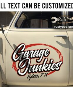 Personalized Garage Junkies Door Art Lettering Hot Rod Garage Vinyl Sticker