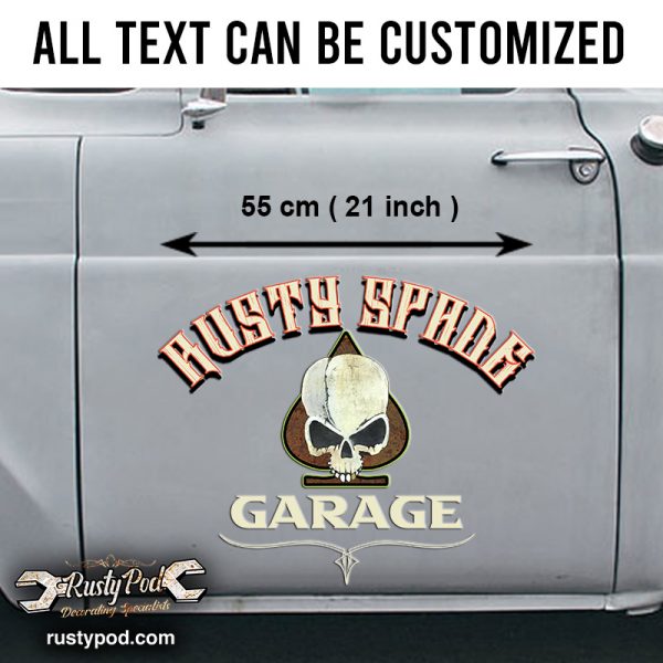 2 Pcs Personalized Ace Skull Lettering Vinyl Sticker
