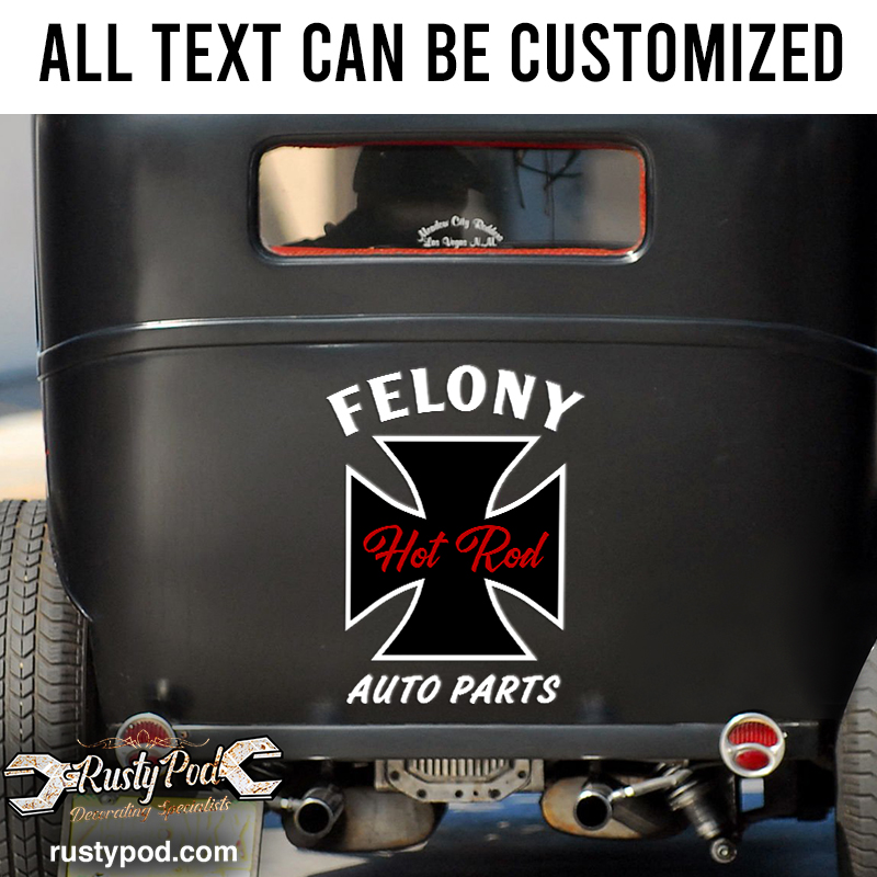 2 Pcs Personalized Iron Cross Vinyl Sticker