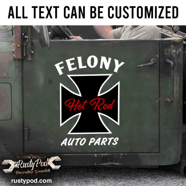 2 Pcs Personalized Iron Cross Vinyl Sticker