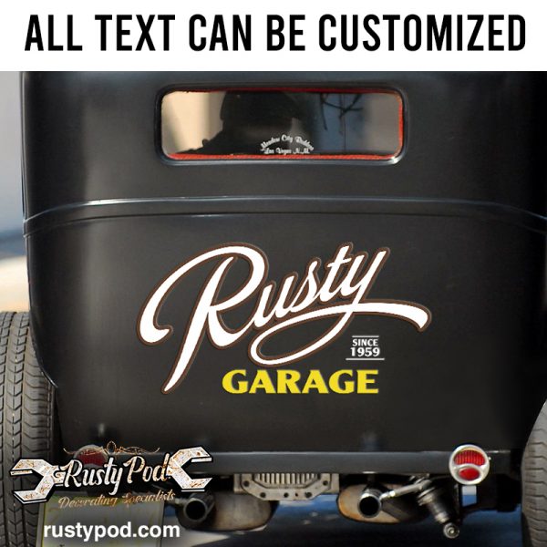 Personalized Garage Lettering Vinyl Sticker Set 02 Pcs