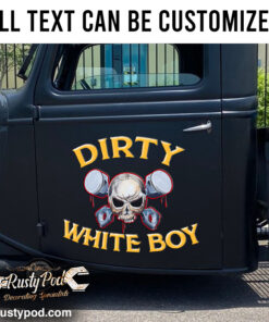 Personalized Skull And Piston Lettering Vinyl Sticker Set 02 Pcs