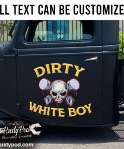 Personalized Skull And Piston Lettering Vinyl Sticker Set 02 Pcs