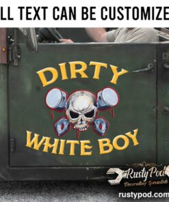Personalized Skull And Piston Lettering Vinyl Sticker Set 02 Pcs