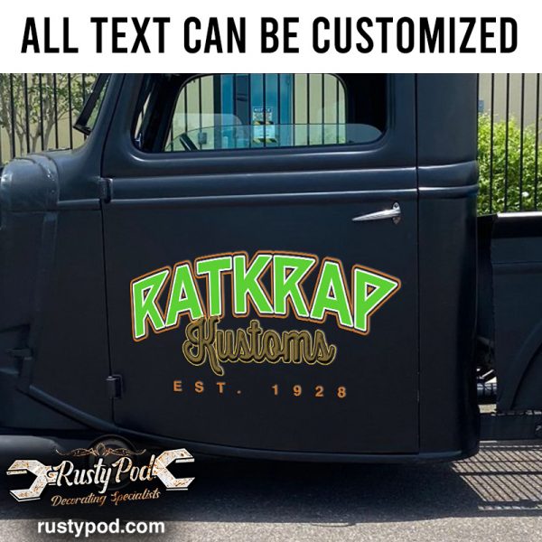 Personalized Rat Rod Lettering Vinyl Sticker Set 02 Pcs