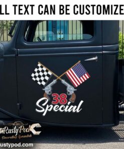 Personalized Racing Flag Vinyl Sticker Set 02 Pcs