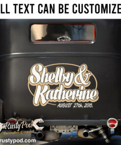Personalized Oval Rusty Lettering Decals For Cars Set 02 Pcs
