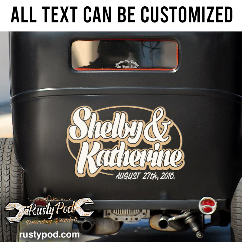 Personalized Oval Rusty Lettering Decals For Cars Set 02 Pcs Bluefink