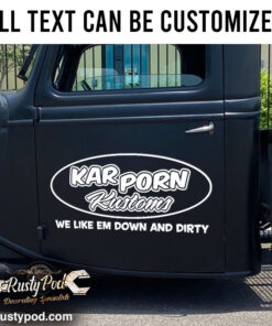 Personalized Oval Rusty Lettering Vinyl Sticker Set 02 Pcs