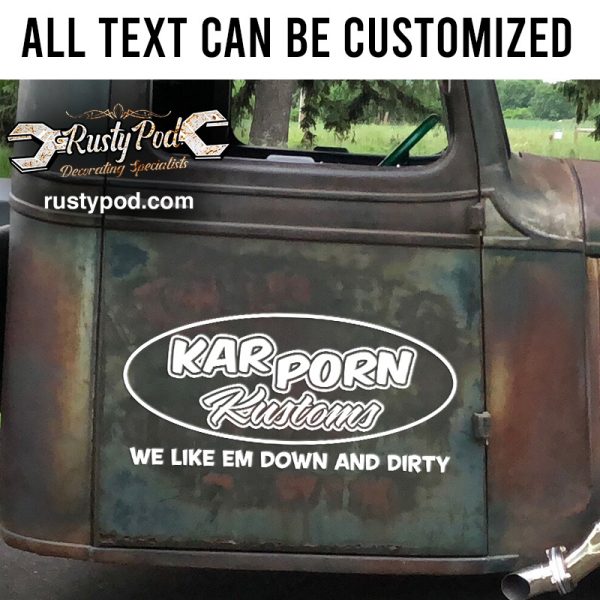 Personalized Oval Rusty Lettering Vinyl Sticker Set 02 Pcs